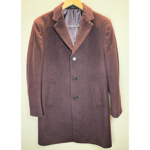 Kenneth Cole Reaction Men's Size 36S Eggplant Single-Breasted Overcoat EUC - Picture 2 of 6